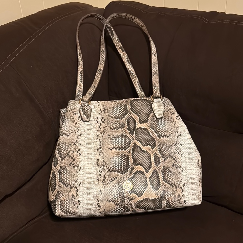 ANN KLEIN Snake Print Tote Bag